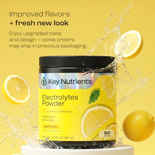 KEY NUTRIENTS Multivitamin Electrolytes Powder No Sugar - Refreshing Lemonade Electrolyte Powder - Sodium & Energy Supplem...