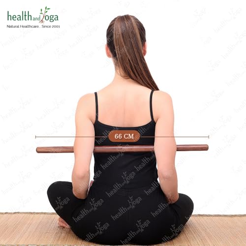 HealthAndYoga™ StretchNHeal Collapsible Multi-Use Wooden Yoga Stick - Regular and XL - Portable Posture Corrector Pole, St...