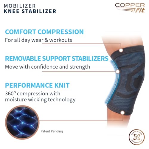 Copper Fit Mobilizer Knee Sleeve – ProSeries with Removable Side Stabilizers Knee Support for Advanced Recovery – Mobilit...