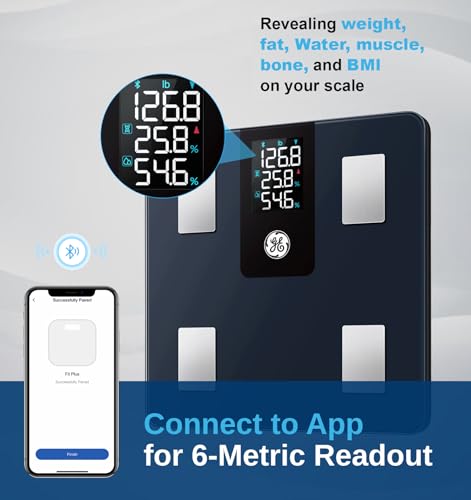 GE Smart Scale for Body Weight BMI Fat Muscle Mass with 14 Body Composition Metrics & All-in-one LCD Display, Digital Bath...
