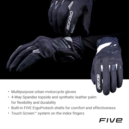 FIVE GLOVES RS3 Evo Motorcycle Gloves for Men, Urban Riding Gloves for Motorcycle, Scooter and More – Black, Black-Red and...