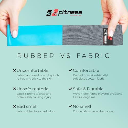 FITNEZA 76" Inch Premium Extended Length Fabric Resistance Bands for Working Out – 3" Wide Non-Slip Extra Long – No Pinchi...