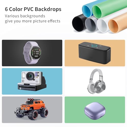 RALENO Photo Studio Light Box, 20''x20'' Photo Box, Light Box Photography (120 LEDs, 5500K, 97CRI, 50W, 6 Color PVC Backdr...