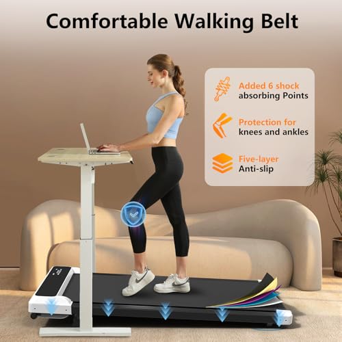 JURITS Walking Pad 2 in 1 for Walking and Jogging, Under Desk Treadmill for Home Office with Remote Control, Portable Walk...