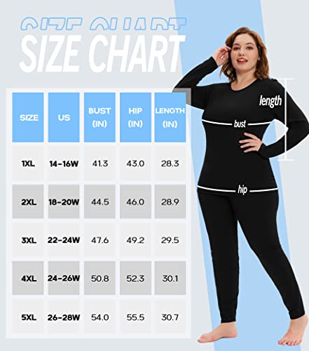 COOTRY Plus Size Thermal Underwear for Women Long Johns Fleece Lined Base Layer Top and Bottom Sets