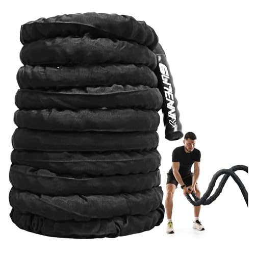 Battle Ropes Black Workout Rope 1 inch Battle Ropes for Home Gym 30ft Exercise Ropes for Working Out Heavy Ropes for Exerc...