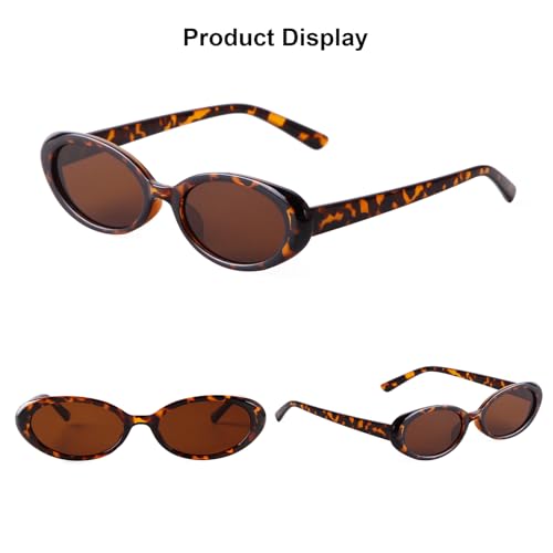 Laurinny 90s Sunglasses for Women Men Retro Small Oval Sunglasses