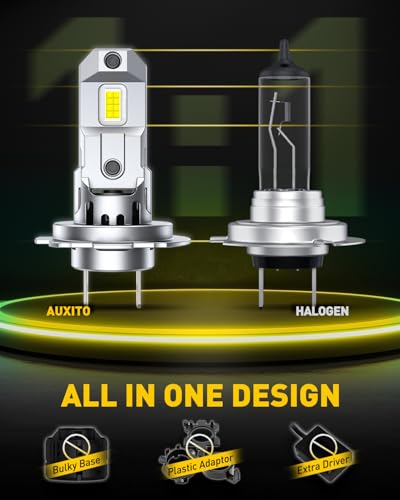 AUXITO H7 Bulbs, 900% h7ll LED Super Bright, Mini Size, Plug N Play, Long Lifespan, 2PCS