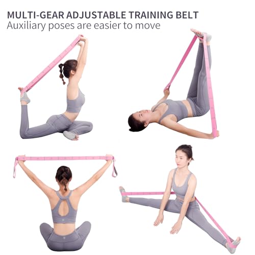 Elastic Stretching Strap with 11 Loops, Adjustable Stretch Band for Adults - Flexibility Straps for Yoga, Pilates, Dance -...
