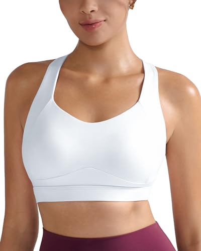 RUNNING GIRL Sports Bra for Women High Support, Molded Cup High Impact Sports Bras with Sewn in Pads Workout Running Bra