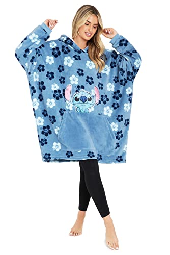 Disney Stitch Blanket Hoodie for Women Teens, Wearable Oversized Fleece Hooded Poncho with Pocket, Cozy Gifts for Women
