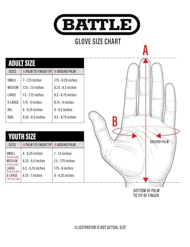 Battle Sports Doom Speed Football Gloves, Ultra Stick Grip, Precision Fit, Wide Receiver, Adult & Youth