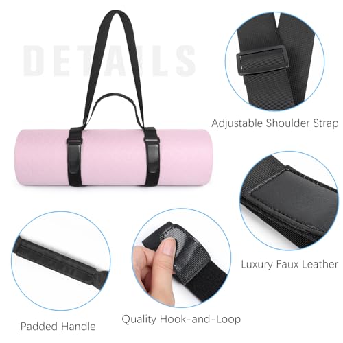 WOMACO Yoga Mat Strap, Adjustable Yoga Mat Carrier with Shoulder Strap & Handle for Women, Men