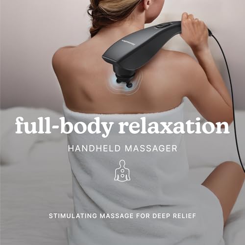 Homedics Deep Tissue Percussion Massager with 3 Speeds, 5 Attachments, and Long Handle for Hard-to-Reach Areas