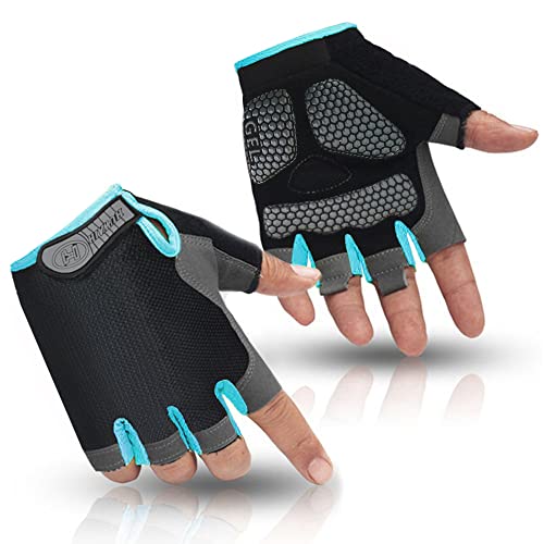 HuwaiH Bike Gloves for Men/Women, Cycling Gloves with Anti-Slip Shock-Absorbing Pad Half Finger Biking Bicycle Gloves