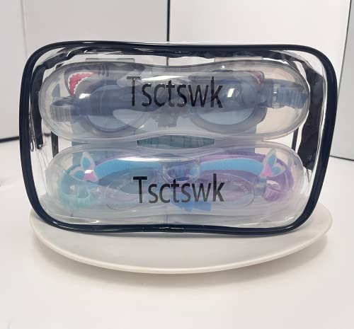 Tsctswk 2 Pack Kids Swim Goggles No Leaking Anti Fog Waterproof Adjustable Goggles for Kids Ages 2-12 Toddler Boys Grils