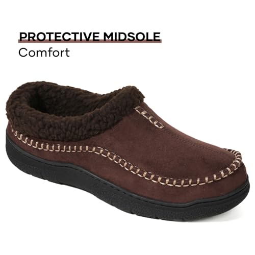 Zigzagger Men's Slip On Moccasin Slippers, Indoor/Outdoor Warm Fuzzy Comfy House Shoes, Fluffy Wide Loafer Slippers