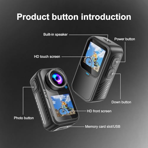NUISK Mini Action Camera 4K | 128G Thumb Sports Camera with EIS Stabilization, Wearable POV Chest Camera, Waterproof for R...