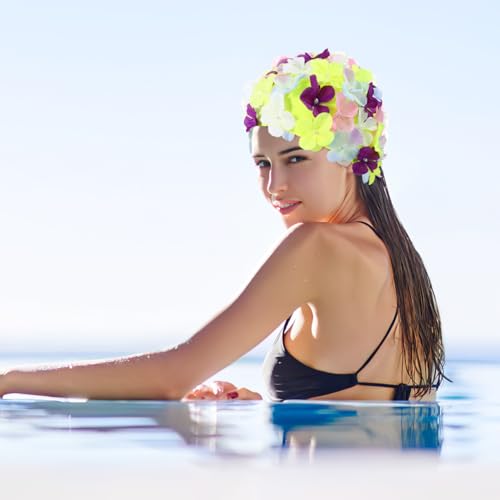 BESPORTBLE Swimming Cap Petal Shower Cap Three- Dimensional Flower Swimming Cap Swim caps for Women Swimming Long Hair 1Pc...
