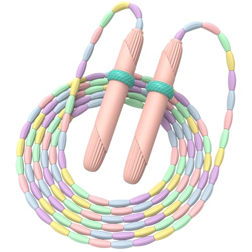 Beaded Jump Rope 1 Pack/2 Pack, ACEONE Segmented Skipping Rope for Kids Adults, Adjustable Tangle-Free Toddler Jumping Rop...