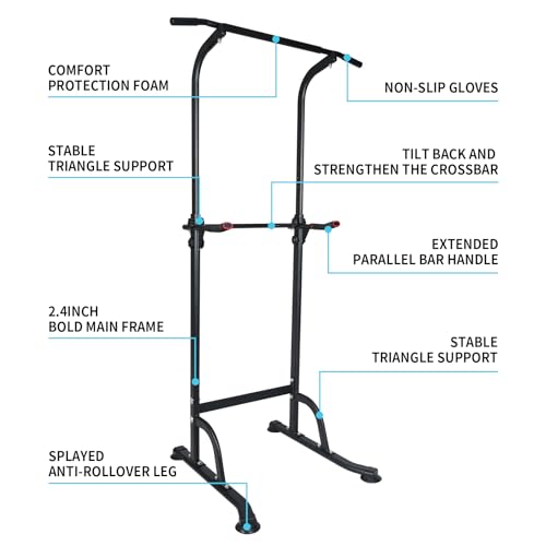 LSKSSNG Adjustable Height Dip Bar Station, Heavy Duty Dip Station for Home Gym,Multi-function Dip Station Pull Up Bar Full...