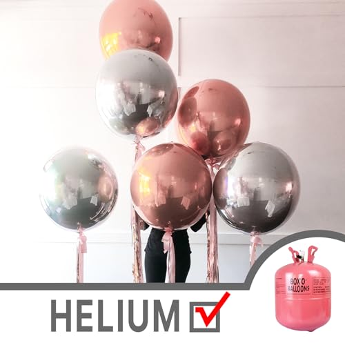 PartyWoo Metallic Silver Foil Balloons 6pcs 22 Inch Large Round Foil Big Giant 4D Jumbo Inflatable Mirror Ball Mylar Ballo...