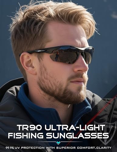 ATTCL Polarized Sunglasses Men Sports: Secure Fit Wrap Around TR90 Frame Ultra-Light UV Protection for Fishing Driving Golf