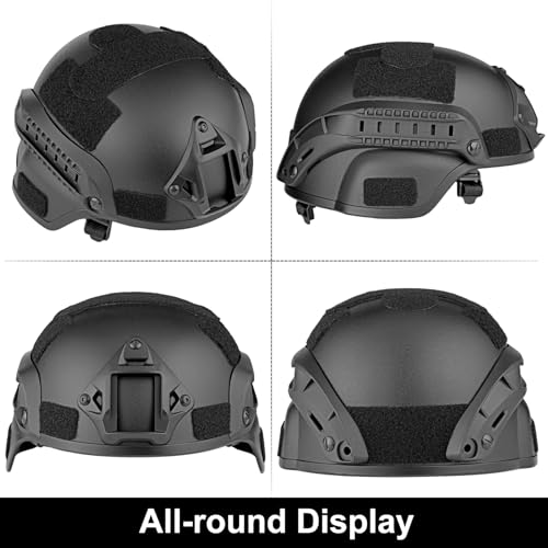 VPZENAR Airsoft Helmet,Black Tactical Helmet,Airsoft Mask Mesh,Elastic Balaclava Mask, Anti Fog Airsoft Goggles, Tactical ...