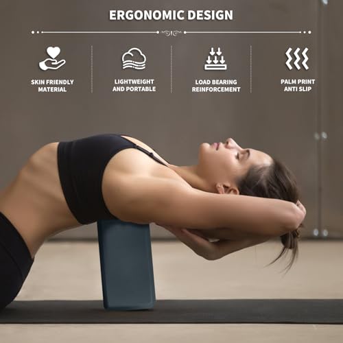 Yoga Blocks 2 Pcs, 9"x6"x3" Yoga Brick Foam Blocks EVA Foam Block Yoga Props Accessories for Yoga Pilates Stretching and M...