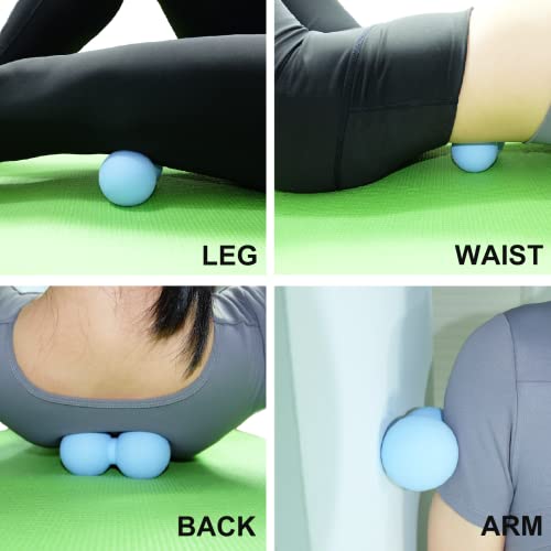 Hard Peanut Massage Ball, Double Lacrosse Massage Ball. Deep Tissue Massage Roller Mobility Ball for Physical Therapy Myof...