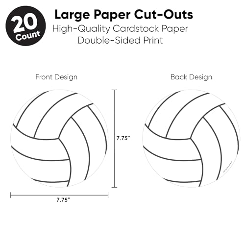 Big Dot of Happiness Volleyball Party Decorations - 20 Double-Sided Paper Cutouts, 5.5-Inch Premium Quality Sports-Themed ...