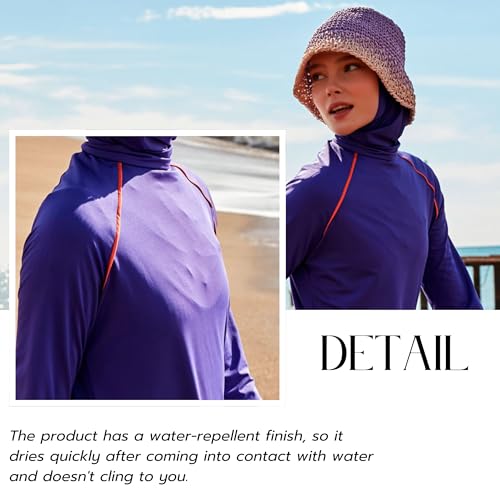 Islamic Full-Length Patterned Modest Swimsuit for Women | 4 PCS Muslim Burkini Set | Full Coverage Long Sleeve Rash Guard