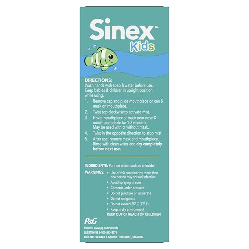 Vicks Sinex Kids Saline Easy Mist, Drug Free Saline, Ages 1 Month+, Gently Clears and Soothes Everyday Stuffy Noses, Safe for Daily Use, 1.7 OZ