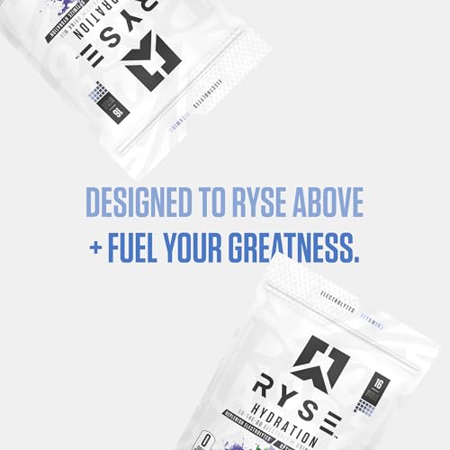 RYSE Hydration Electrolyte Powder Drink Mix Packets - Blue Raspberry - Sugar-Free Full Spectrum Electrolytes with Essentia...