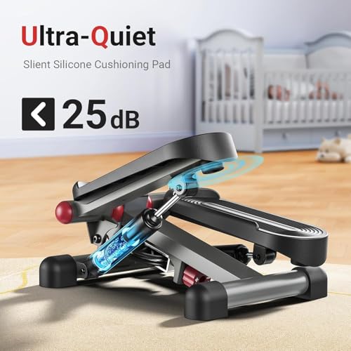 UTRYUP Mini Stepper for Home Exercise, Compact Hydraulic Stair Stepper with Resistance Bands, Quiet Fitness Machine with L...