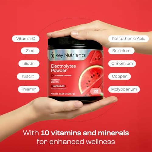 KEY NUTRIENTS Multivitamin Electrolytes Powder No Sugar for Recovery - Refreshing Watermelon Electrolyte Powder - Hydratio...