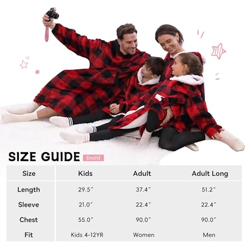 Zando Blanket Hoodie Wearable Blanket Kids and Adult Gift Comfy Blanket Hoodie Oversized Sweatshirt Sherpa Fleece