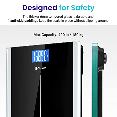 Etekcity Bathroom Scale for Body Weight, Highly Accurate Digital Electronic Weighing Machine for People, LCD Display, Larg...