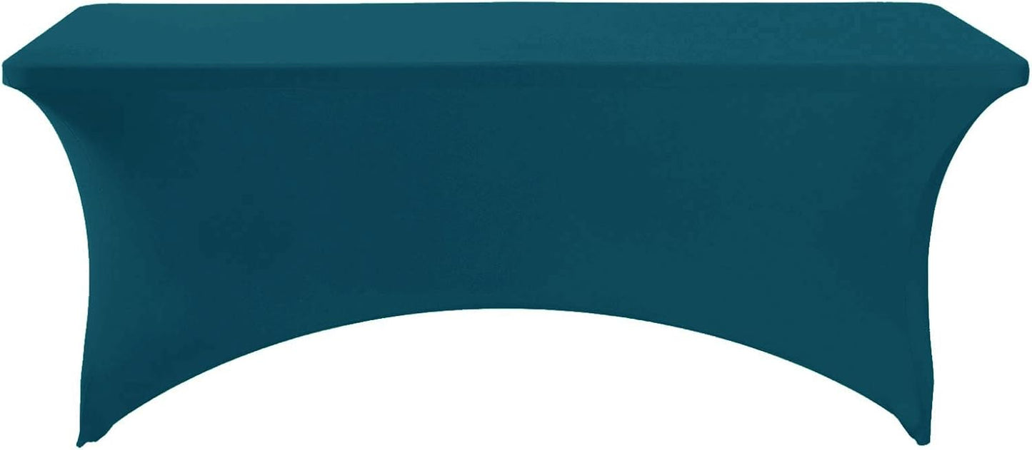 Spandex Table Cover for 6Ft or 4fT or 8ft Table Universal Fitted Stretch Tablecloth for Party, Banquet, Wedding and Events-Peacock