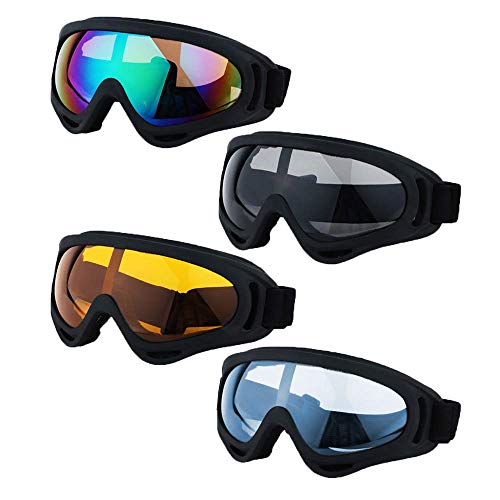 LJDJ Ski Goggles, Pack of 4 - Snowboard Motorcycle Goggles Tactical Combat Military Glasses