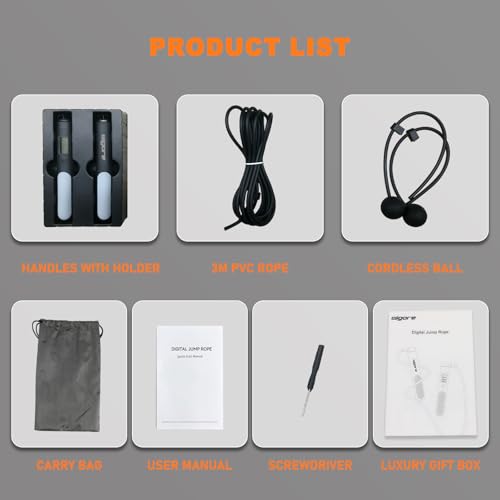 Jump Rope,Ropeless jump ropes weighted with counter for fitness,Home, Indoor or Outdoor exercise use,Workout,Crossfit,Gym,...