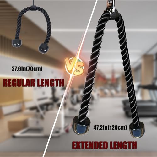 KORIKAHM Long Tricep Rope, Rope Pull Down Attachment 47 55 63Inch Length Long, Tricep Rope Cable Attachment, Tricep Pull D...