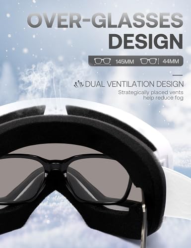 SOJOS Frameless Ski Goggles Men Women, Ultra-Wide 180° Panoramic, UV400 Protection, OTG Compatible SJ3063