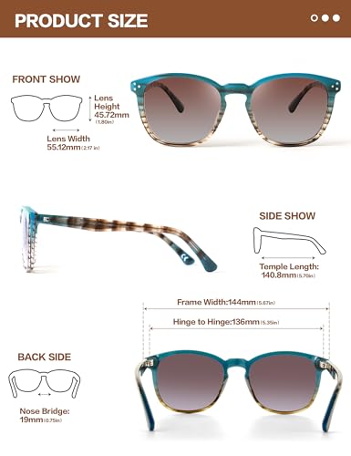 Bircenpro Polarized Sunglasses For Women UV - Protection Womens Trendy Fashion Large Shades With Acetate Frame BC2110