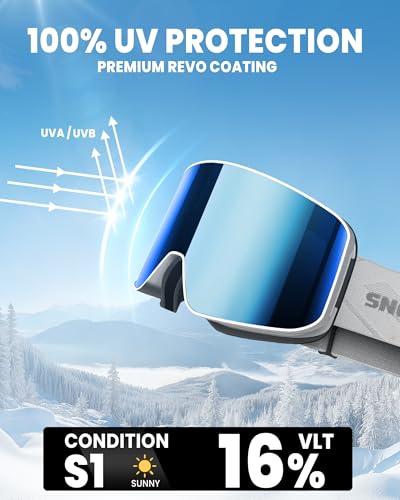 SNOWER Ski Goggles, OTG Anti Fog Snowboard Goggles, HD Snow Goggles UV400 Protection for Men Women Youth