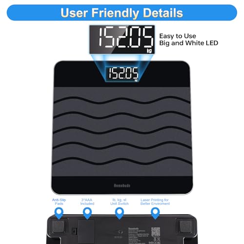 Homebuds 600lb Scale for Body Weight, Precision 0.1lb by Our Professional Factory Since 2001, Digital Weight Scale and BMI...