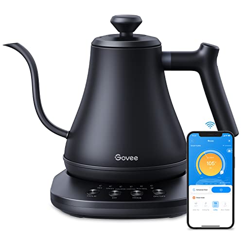 Govee Smart Electric Kettle, WiFi Variable Temperature Gooseneck Pour Over Kettle and Tea Kettle, Alexa Control, 1200W Qui...