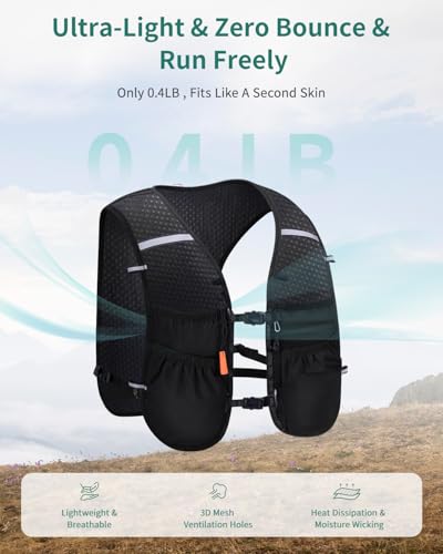 ECOHUB Running Hydration Vest Backpack with 2*500ML Soft Flask, Lightweight Trail Running Pack for Men Women, Adjustable N...