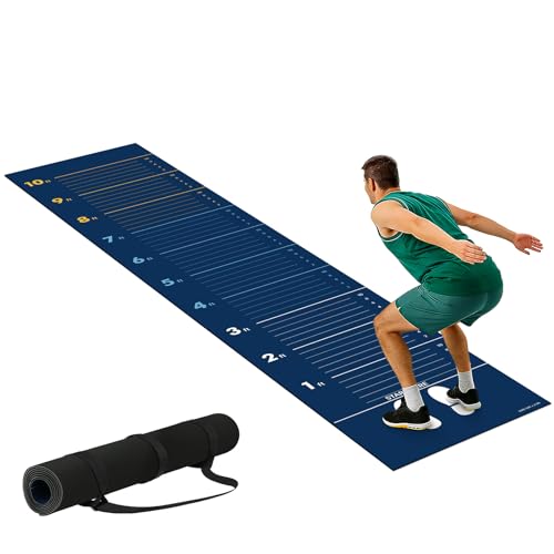 Standing Broad Jump Mat, Long Jump Training Mat with Clear Measurement Marks, Non Slip Broadjump Mat for Home, Gym and Sch...