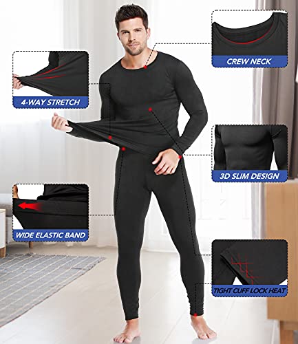 TEEPIRE Mens Thermal Underwear Set with Lightweight Ultra Soft Fleece Lined,Long John Set, Skiing Base Layer